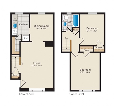 Falkland Chase in Silver Spring, Maryland 2 Bedroom Townhome Floor Plan
